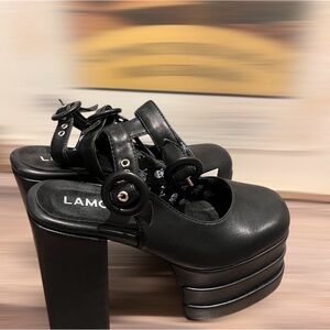 Dolls Kills Goth LaModa - Sleek Black Platform Shoes